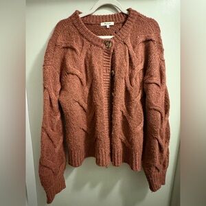 Cable Ashmont Cardigan Sweater in Heather Tulip Size M